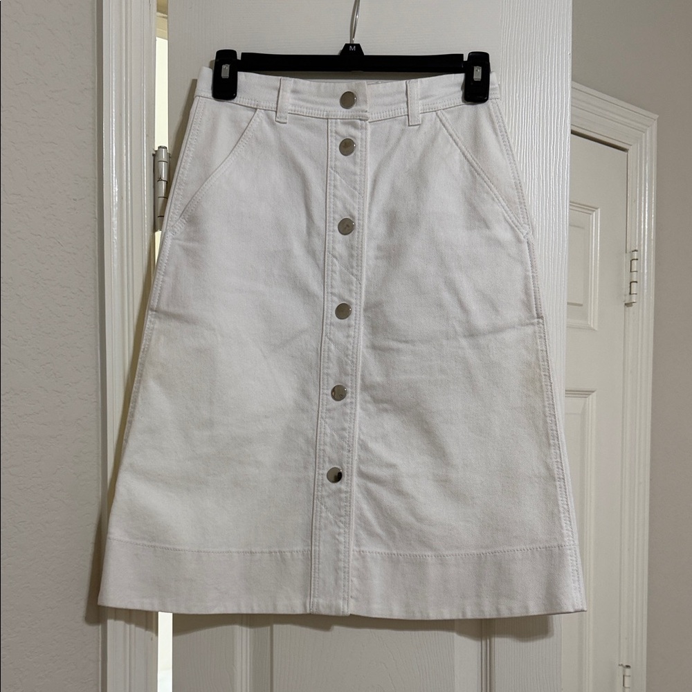 Massimo Dutti Ivory A-Line Skirt with Button Front